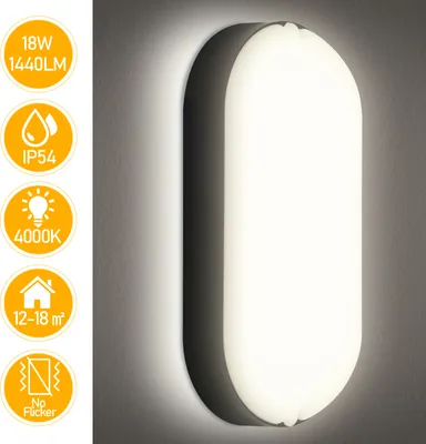Produktbild von Fiqops 15W LED Feuchtraumleuchte Deckenleuchten Wannenleucht Ovalleuchte PC+PBT Badlampe Lamp