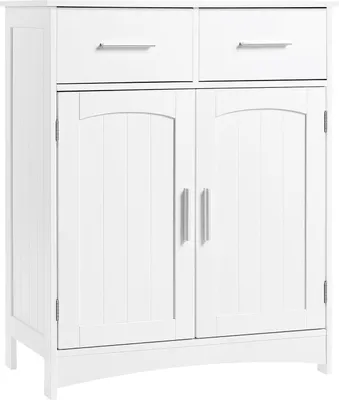 Produktbild von EUGAD Badschrank, mit 2 Schubladen&Doppeltür&verstellbare Ablage, Weiß, MDF