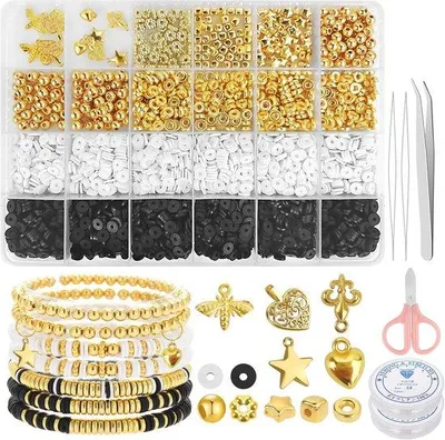 Immagine prodotto di Set di perline per la creazione di gioielli - Perline fai da te per braccialetti e collane (6 mm)