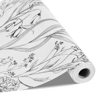 Obrázek produktu pro VEVOR samolepicí tapeta, 45 cm x 10 m, tapeta, bílá samolepicí fólie s botanickým květinovým vzorem, voděodolná, nábytková fólie, dekorativní vinylová role do ložnice, kuchyně, kanceláře, koupelny