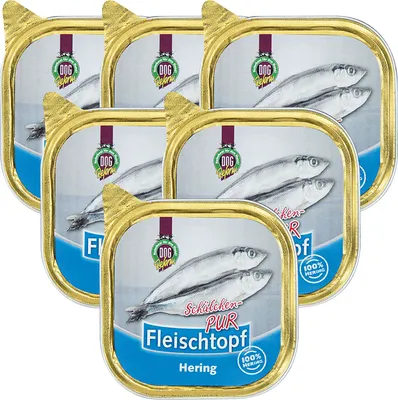 Produktbild von 6 x 200 g - Schecker DOGREFORM Fleischtopf Schälchen PUR  - 100% Hering - Nassfutter
