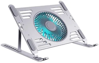 Image de Support de refroidissement en aluminium pour ordinateur portable avec isolation thermique, support pour ordinateur portable avec ventilateur USB