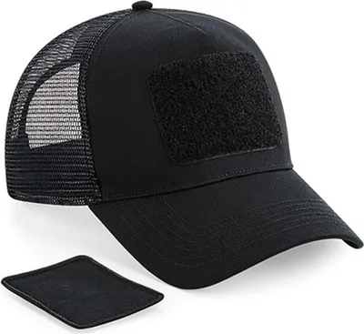 Image de Beechfield B641 | Patch Snapback Trucker Cap, Snapback-réglage de la taille - Couleur : Noir - Taille : One Size