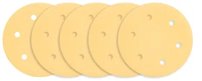 Image de Papier abrasif à velcro, 225 mm, grain K180, lot de 5, avec 6 trous, compatible avec les ponceuses 59G264 et 59G265