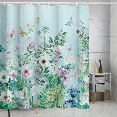 Produktbild von Ibenzoa® Duschvorhang 180 x 180 cm – wasserabweisend & schimmelbeständig, Polyester, inkl. 12 Duschringe mit Haken, für Badewanne & Dusche, pflegeleicht