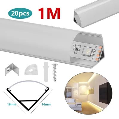 Immagine prodotto di Ikodm, 20 profilati in alluminio LED, lunghezza 1 metro, per strisce LED. Canali LED, profili per strisce LED, modelli a forma di V (20 metri)