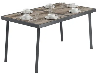 Produktbild von Outsunny Gartentisch, Balkontisch, 145 x 85cm Terrassentisch für 6 Personen Grau