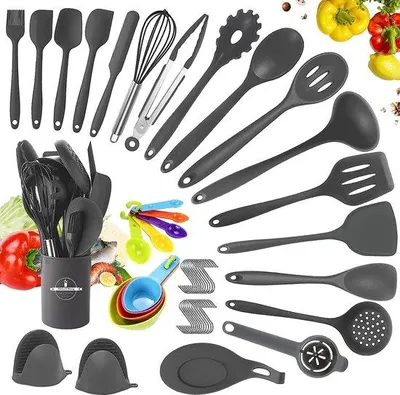 Produktbild von Küchenhelfer-Set, 49-teilig, dunkelgrau, silikon, antihaft, spülmaschinenfest