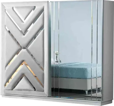 Produktbild von Moderner Weißer Kleiderschrank r Glasschrank Schlafzimmer Möbel