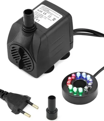 Immagine prodotto di Mini pompa d'acqua 800 l/h 15 W con illuminazione - 4 colori cangianti - Pompa per fontane di acquari e laghetti