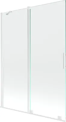 Produktbild von Mexen Velar 2-Flügel-Badewannenwand Regulierbare 130 x 150 cm, transparent, Weiß - 896-130-000-01-20