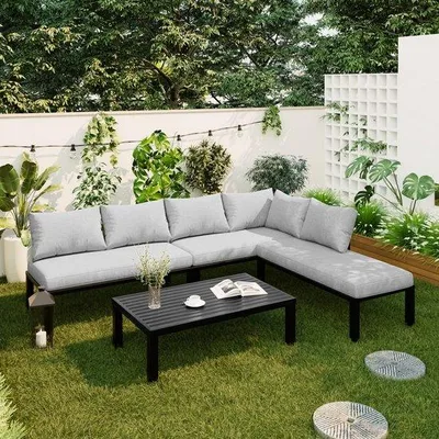 Produktbild von Modulares Gartensetz aus Eisen, 6 Sitzplätze, abnehmbar