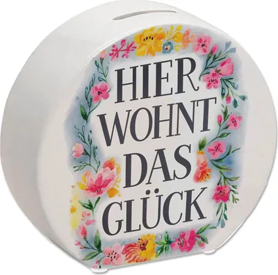 Produktbild von Hier wohnt Glück Spardose Blumenkranz