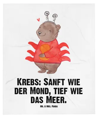 Produktbild von Mr. & Mrs. Panda Babydecke Krebs Astrologie - Weiß - Geschenk, Sternzeichen, Erstlingsdecke, Fleecedecke, Schlummerdecke, Plaid, Kinderwagendecke, Geburtstagsgeschenk