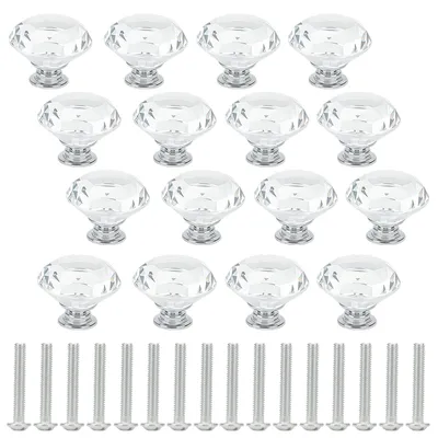 Image de Lot de 16 poignées de porte en cristal avec vis