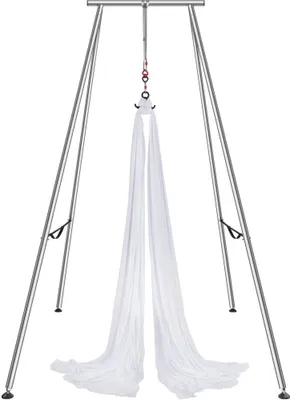Obrázek produktu pro Vzdušná houpací síť na jógu 6 x 2,6 m rám - bílá houpačka na jógu Air Fly - houpací síť na jógu s maximální nosností 250 kg. Nosností - včetně jógových ponožek a podložek pod nohy - antigravitační cvičení