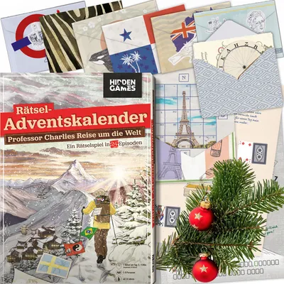 Produktbild von Hidden Games - Rätsel-Adventskalender - Charlies Reise um die Welt - Deutsch - Ein Spiel in 24 Episoden, Escape Room Spiel