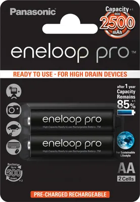 Image de Panasonic eneloop AA/HR6, 2500 mAh, accumulateurs Ni-MH, 2 pièce(s)