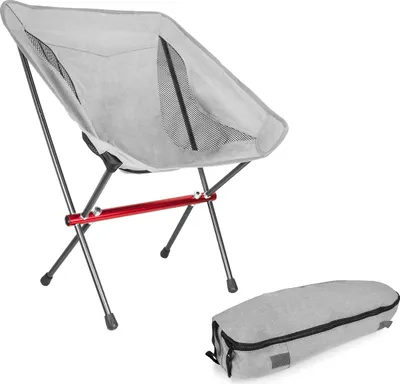 Produktbild von MidGard Campingstuhl ultraleichter Faltstuhl aus Aluminiumlegierung und Polyester bis 140 kg belastbar! Tragbarer Klappstuhl mit Tragetasche für Outdoor-Aktivitäten Grau