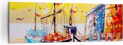 Produktbild von Bild auf Leinwand - Leinwandbild - Boot Segel Meer - 160x50cm - Wand Bild - Wanddeko - Wandbilder - Leinwanddruck - Bilder - Kunstdruck - Wanddekoration - Leinwand bilder - Wandkunst - AB160x50-3435