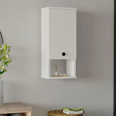 Image de Tarano - Étagère Murale, 30x71h cm Blanc, 2 Étagères