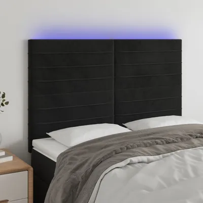 Produktbild von The Living Store LED Kopfteil Schwarz 144x5x118/128 cm Samt