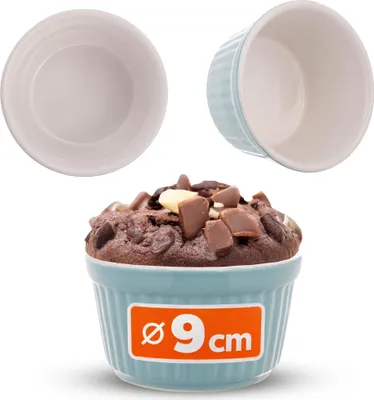 Immagine prodotto di Stampi per soufflé KADAX, 1 pezzo, ciotole per crème brûlée Ø 9 cm, piccoli stampi da forno in ceramica per crème brulee, soufflé e ragù (blu)