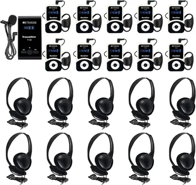 Produktbild von Retekess T130 Tour Guide System, mit Reiseleiter Headse, Tour Guide Microphone, D Förmige Kopfhörer, audiosystem für Fabrikbesuche, Tourismus