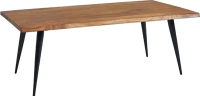 Image de Table basse « Tanjore » avec plateau : bois massif de sheesham, recouvert d'un vernis transparent Structure métallique : acier inoxydable recouvert d'un revêtement en poudre noir à Sheesham. Dimensions (L/H/P) 110x40x60 cm