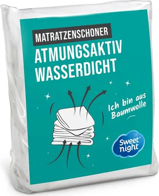 Produktbild von Sweetnight - Matratzenschoner 160x200 cm | Baumwoll Wasserdichte und saugfähig Matratzenauflage Leise atmungsaktiv, Weiß