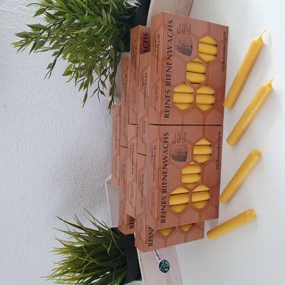 Produktbild von Christbaumkerzen 200er Set 10 cm aus Bienenwachs Großvorrat mit Baumwolldocht ohne Zusätze