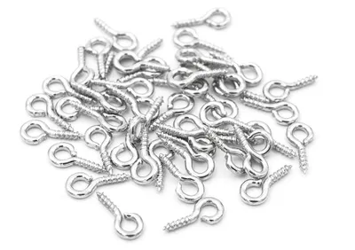 Produktbild von Vintageparts Schraubösen silberfarben platiniert 8 mm für Korken und Holzperlen, 50 Stück