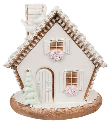 Zdjęcie produktu dla Clayre & Eef Domek z piernika z diodą LED 17 cm Biały polyresin