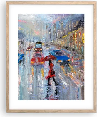 Produktbild von Gerahmtes Poster - Rahmen in heller Eiche - Acryl Stadt Regen - 40x50 cm - Wand Bild - Wanddeko - Wandbilder - Wandposter - Bilderrahmen - Bilder - Kunstdruck - Wandbild - P2NPA40x50-4251