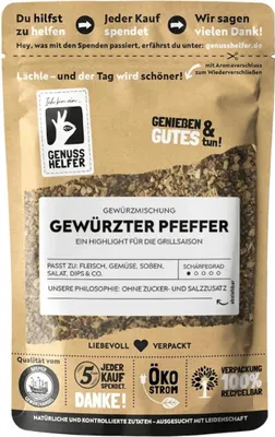 Produktbild von Gewürzter Pfeffer, geschrotet, Pfefferwürzmischung, zum Zubereiten von Fleischgerichten und Soßen, 10 x 100g