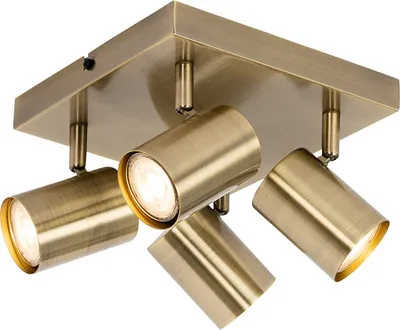 Produktbild von QAZQA - Moderne Deckenleuchte I Deckenlampe I Lampe I Leuchte Bronze 4-flammig Spotbalken-flammig verstellbar rechteckig - Jeana I Wohnzimmer I Schlafzimmer - Stahl Quadratisch - LED geeignet GU10