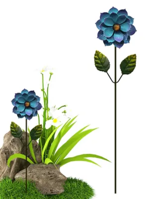 Image de Piquet de jardin en métal décoratif avec motif floral