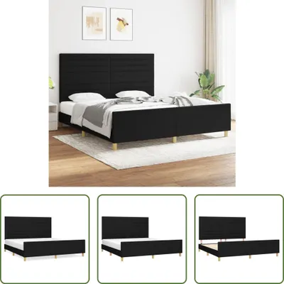 Produktbild von The Living Store Bettgestell mit Kopfteil Schwarz 180x200 cm Stoff