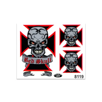 Produktbild von ABARTH Skull Motiv Aufkleber, Rot, langlebig, für Helm, Auto oder Motorrad, 14 x 16 cm