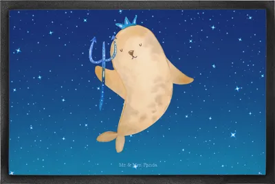 Produktbild von Mr. & Mrs. Panda Schuhabstreifer Sternzeichen Wassermann 50 x 75 cm - Sternenhimmel Blau - Geschenk, fußmatte, Nix, Meermann, Schmutzfangmatte, Gummimatte, Schmutzmatte