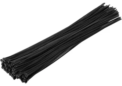 Obrázek produktu pro Černé stahovací pásky, 100 kusů, délka 450 mm, šířka 4,8 mm, odolné vůči UV záření, pevnost v tahu 22 kg