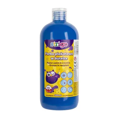 Produktbild von Plakatfarbe in einer Flasche 500ml blau STRIGO