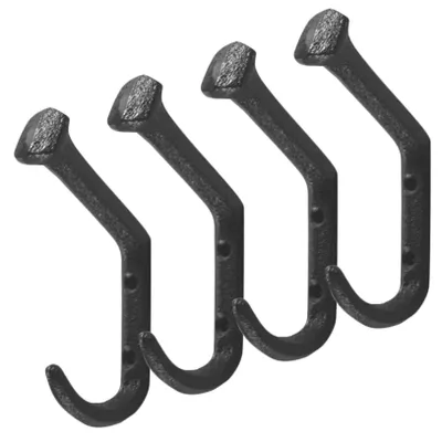 4er-Set gusseiserne Wandhaken, Landhausstil, 11x5,8x2 cm
