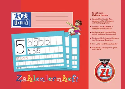 Produktbild von Oxford Zahlenlernheft DIN A4 quer Lineatur: ZL 16 Blatt