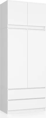 Image de Akord Armoire Surmeuble 2 Portes 2 Tiroirs Blanc 90X51X234