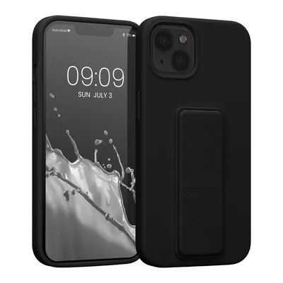 Obrázok produktu pre kwmobile puzdro na mobilný telefón kompatibilné s Apple iPhone 13 - Puzdro s držiakom na prsty a funkciou stojana - Silikónový kryt na mobilný telefón v čiernej farbe