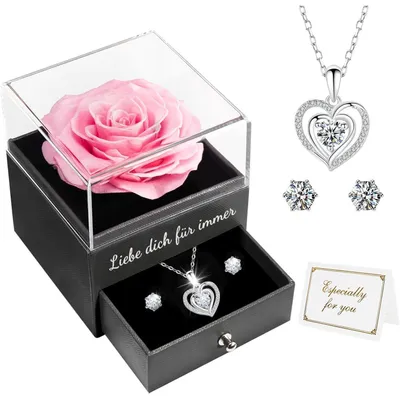 Immagine prodotto di Miofula Rosa Eterna con Collana Orecchini Regalo San Valentino Festa della Mamma Anniversario