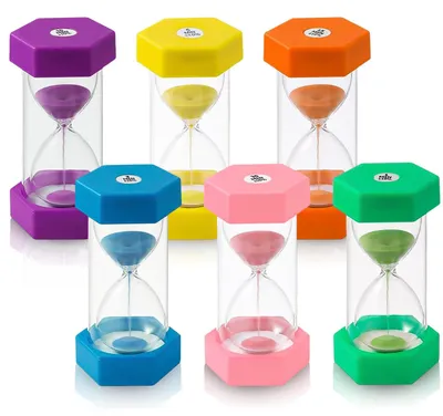 Productafbeelding van Set van 6 Kleurrijke Zandlopers voor Kinderen, 1/3/5/10/15/30 Minuten