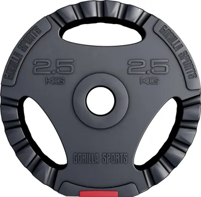 Produktbild von GORILLA SPORTS® Hantelscheiben - 2,5kg Gewichte, 30/31 mm Bohrung, mit Tri-Grip, Kunststoff - Gewichtsscheiben Set, Hantelscheiben-Set
