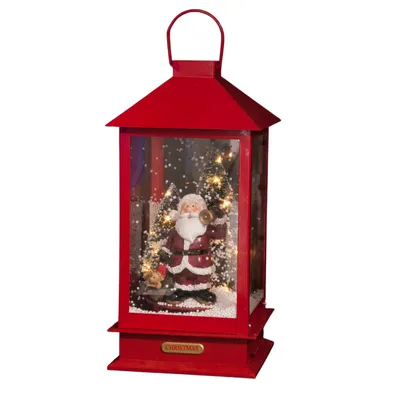 Zdjęcie produktu dla Lampion z Mikołajem, podświetlenie LED, ruchoma, 38 cm